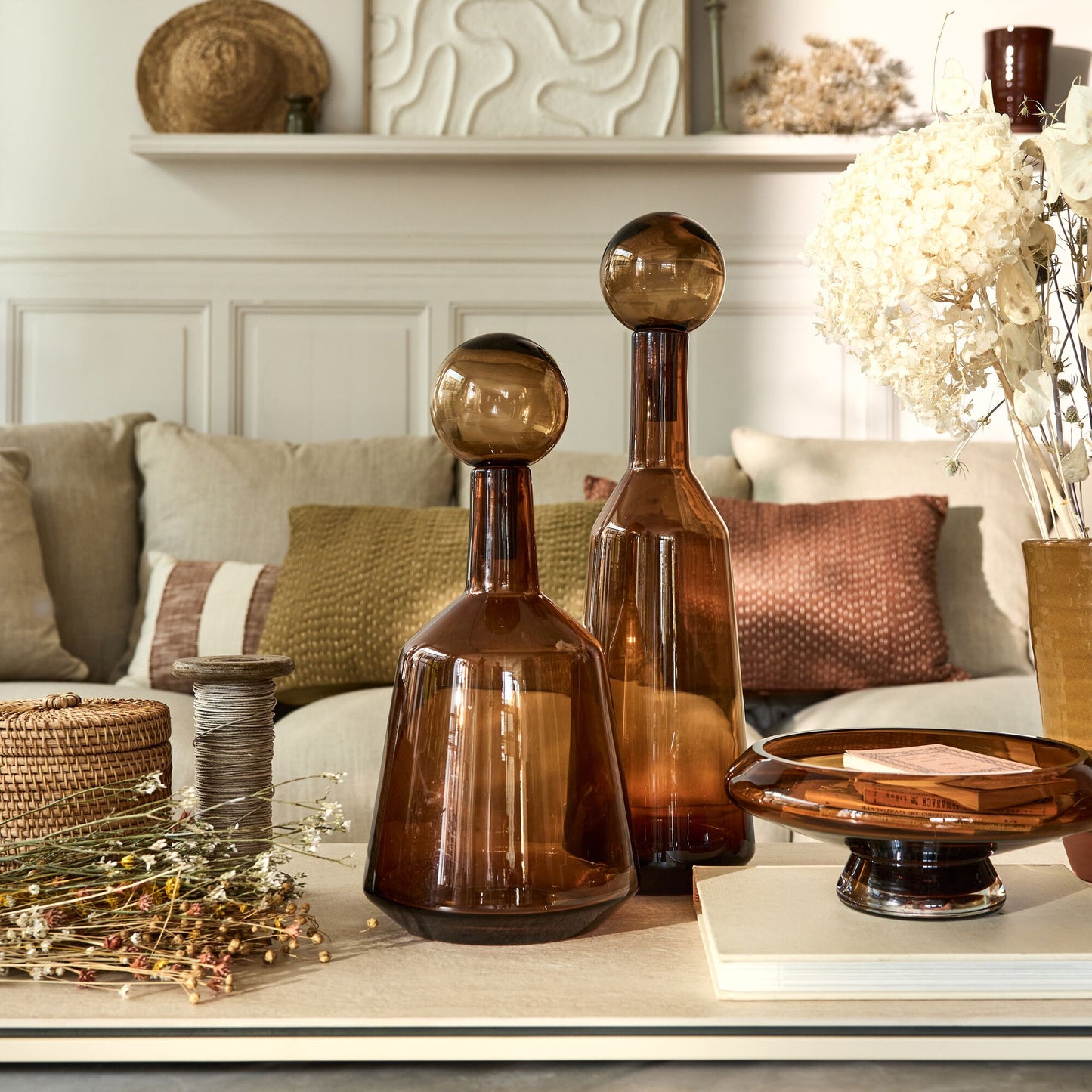 TAORMINA - Bouteille déco en verre H41cm - brun rustrel