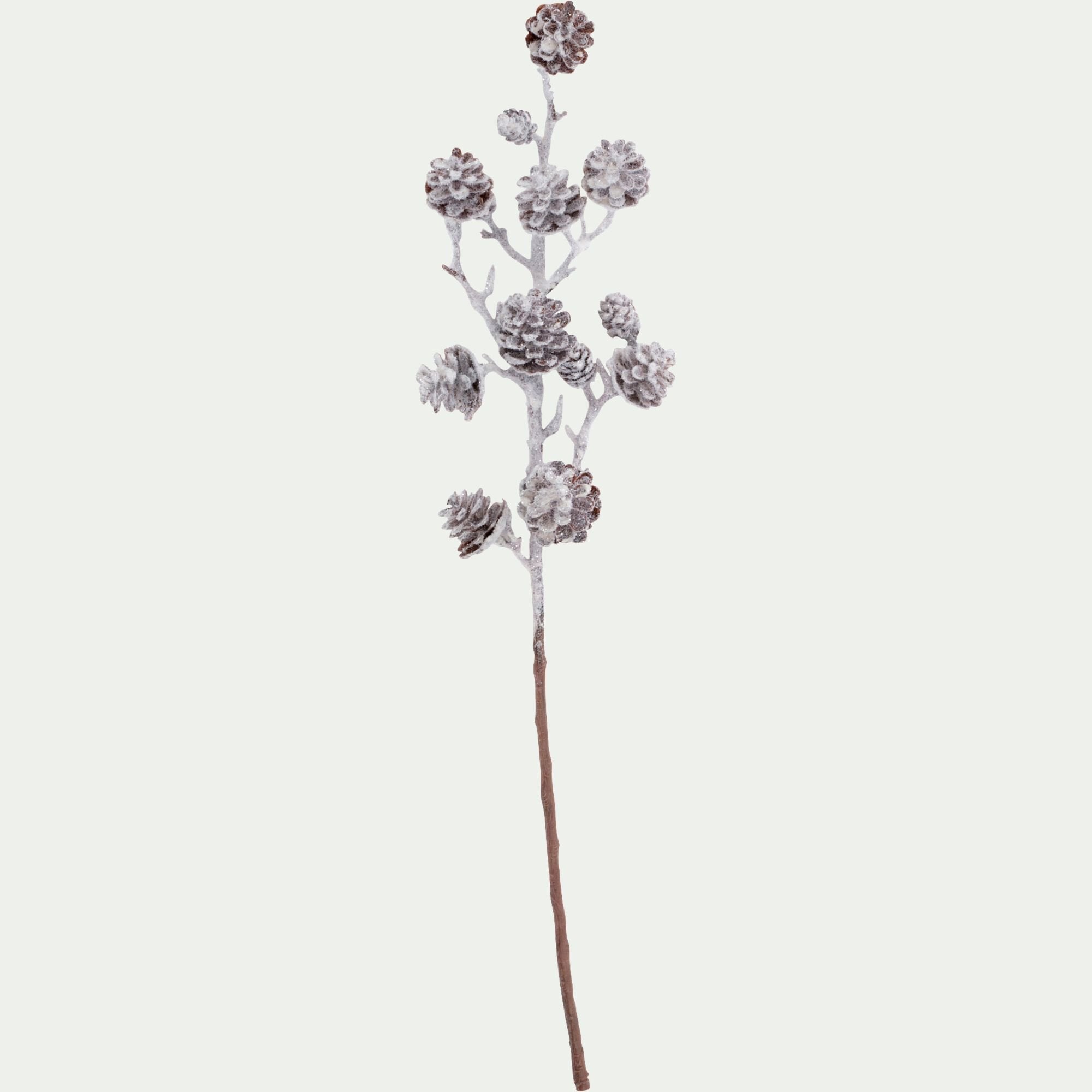 HAISSYN - Branchage de Noël artificiel de pommes de pin enneigées 58cm - blanc