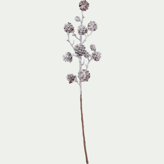 HAISSYN - Branchage de Noël artificiel de pommes de pin enneigées 58cm - blanc