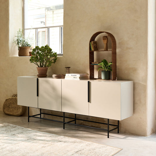 ELDIA - Buffet bas 4 portes en bois - beige