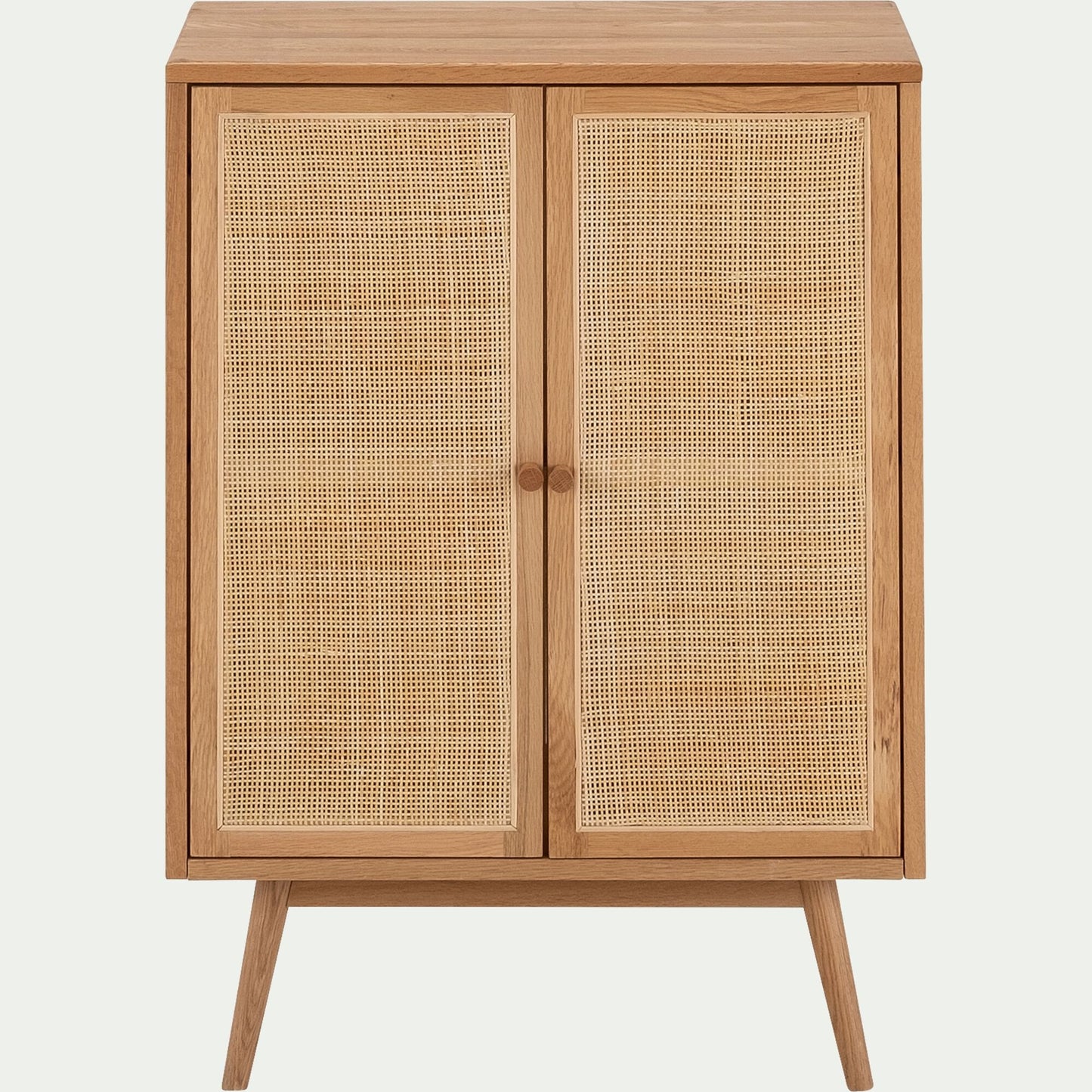 IRSU - Buffet haut en bois et en rotin 2 portes - bois clair H93cm
