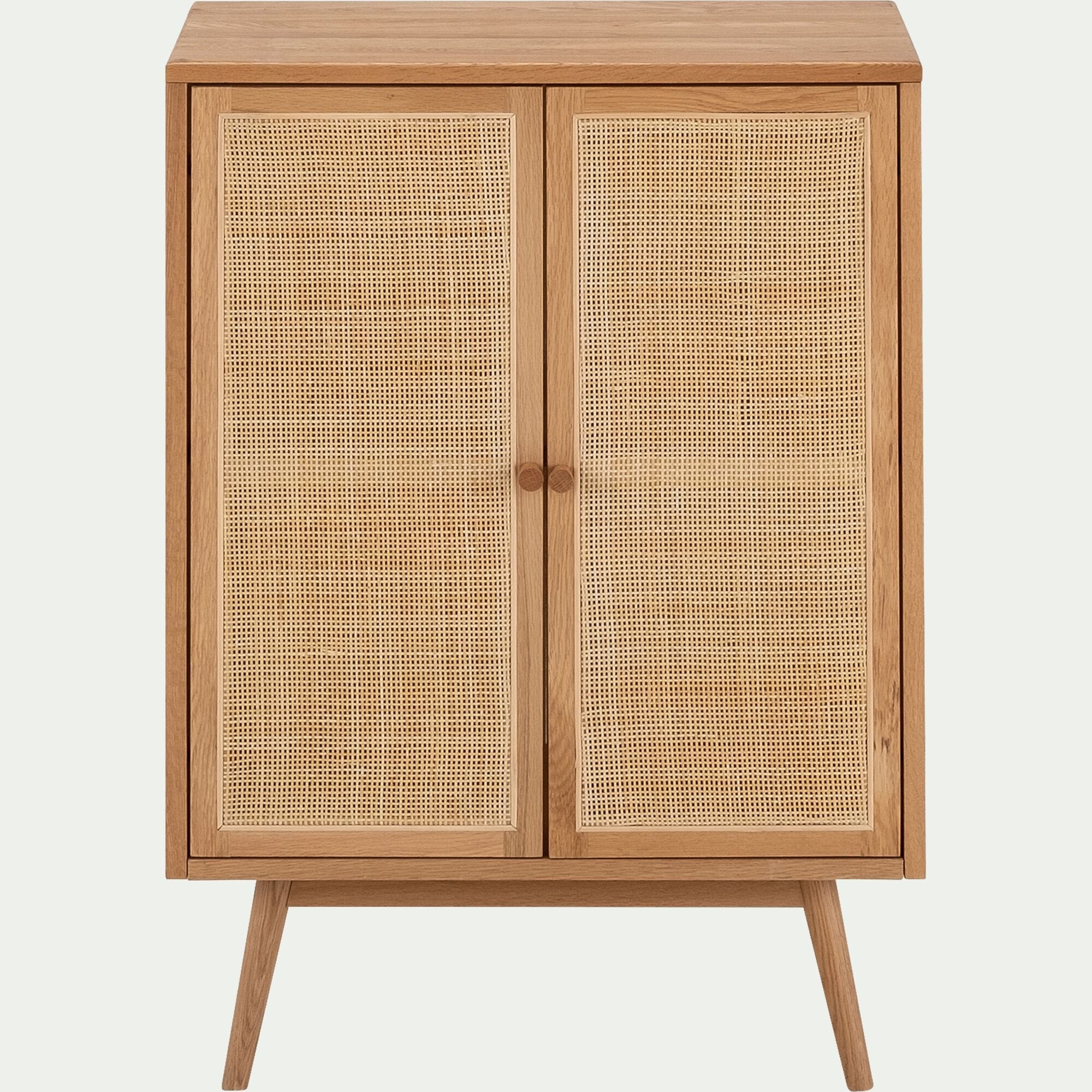 IRSU - Buffet haut en bois et en rotin 2 portes - bois clair H93cm