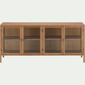 LAZARE - Buffet bas 4 portes en chêne et verre - bois clair
