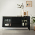 LORENZO - Buffet 2 portes et 3 tiroirs en bois - noir