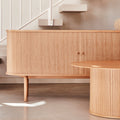 JOZO - Buffet ovale en bois cannelé - bois clair