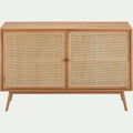 IRSU - Buffet bas 2 portes en bois et en rotin - bois clair