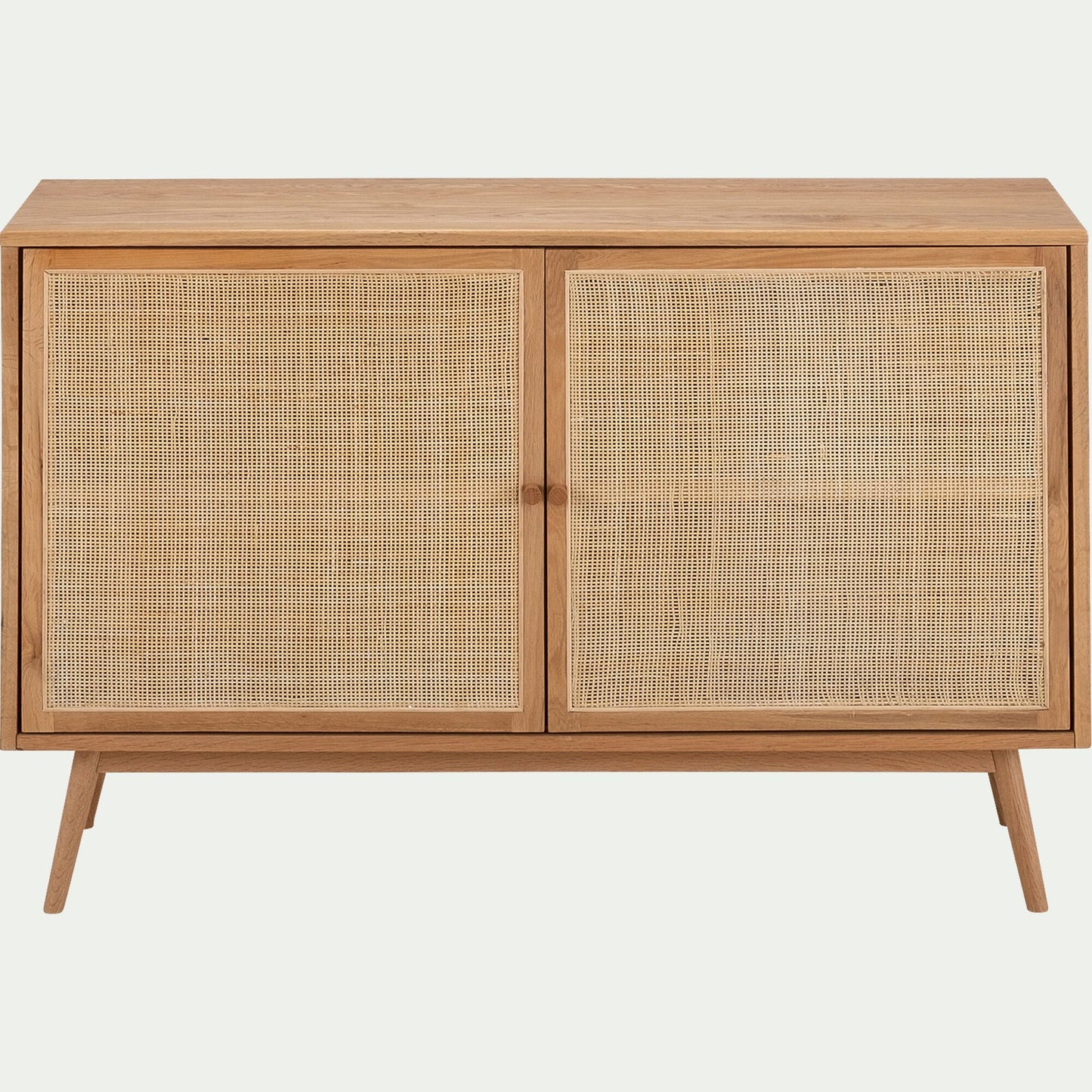 IRSU - Buffet bas 2 portes en bois et en rotin - bois clair