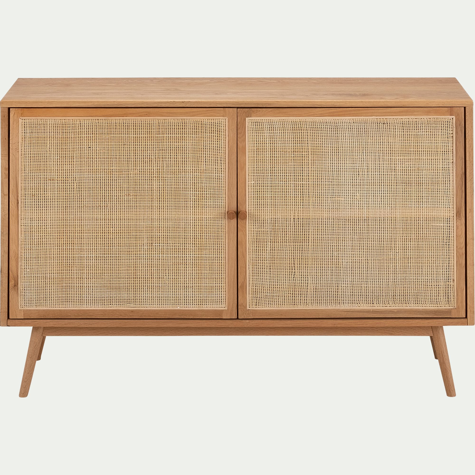 IRSU - Buffet bas 2 portes en bois et en rotin - bois clair