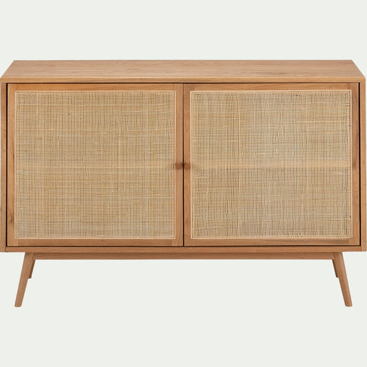 IRSU - Buffet bas 2 portes en bois et en rotin - bois clair