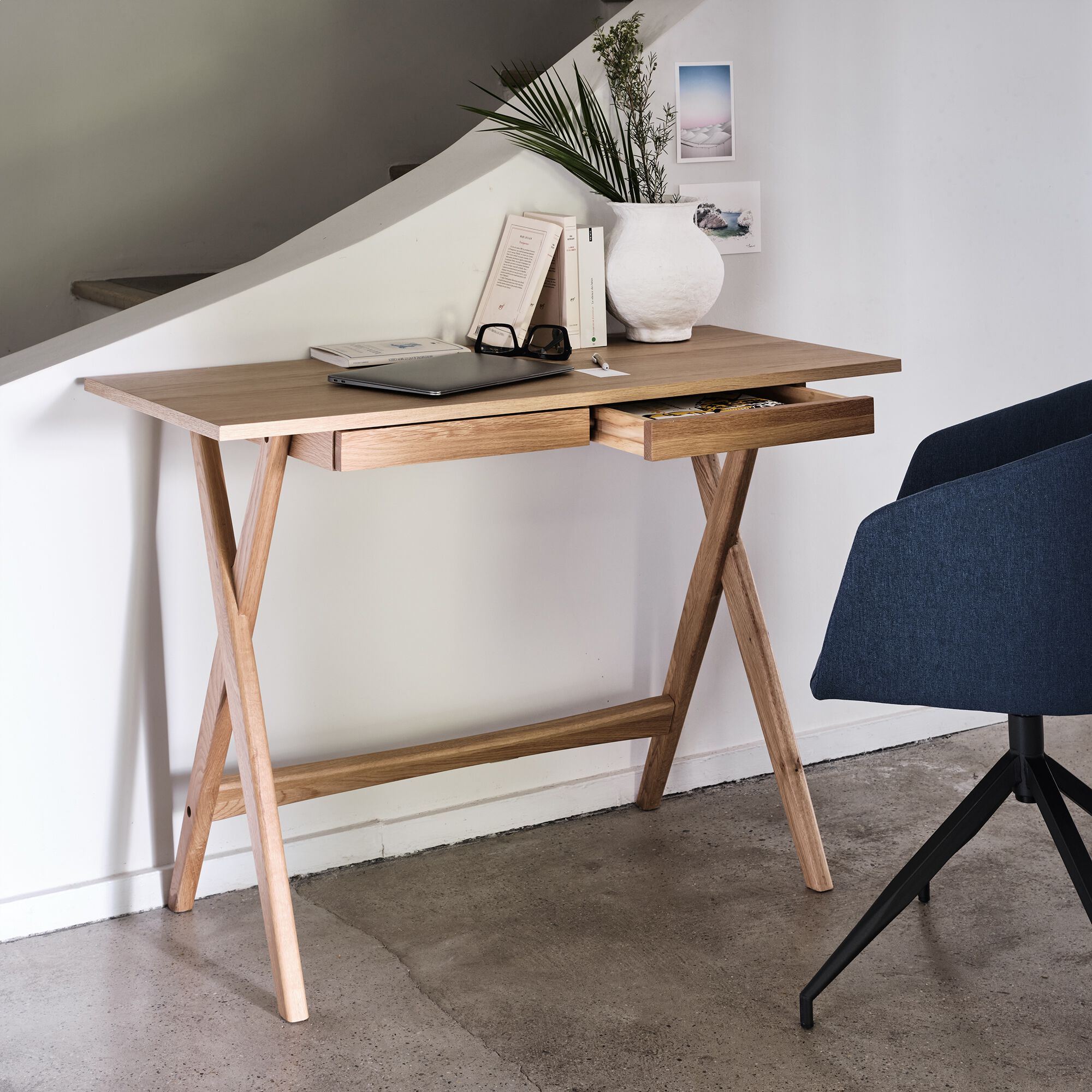 LOSILLA - Bureau en chêne L110cm - bois clair