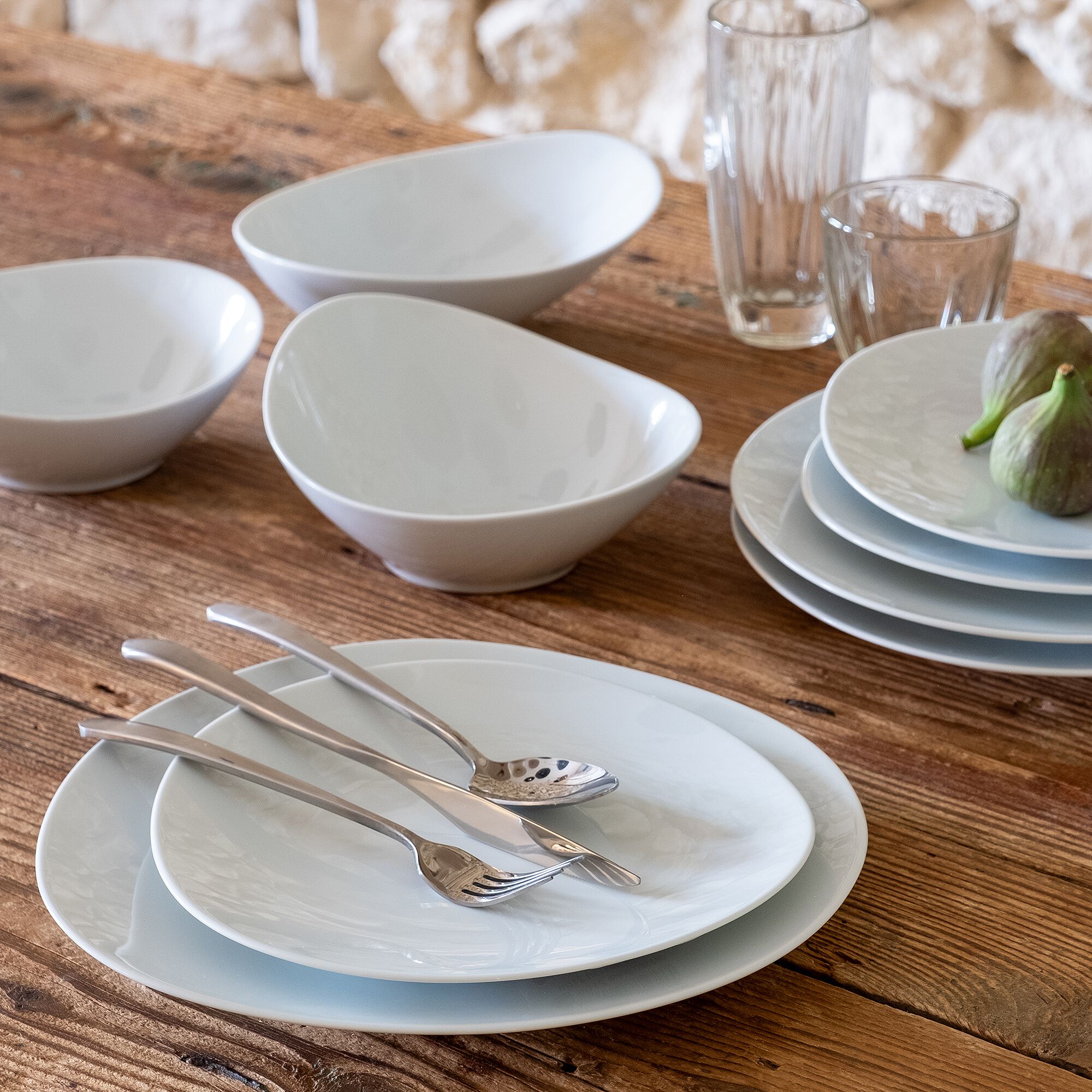 CAILLA - Service de vaisselle en porcelaine - blanc