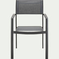 ADANA - Chaise de jardin avec accoudoirs en aluminium et textilène - gris