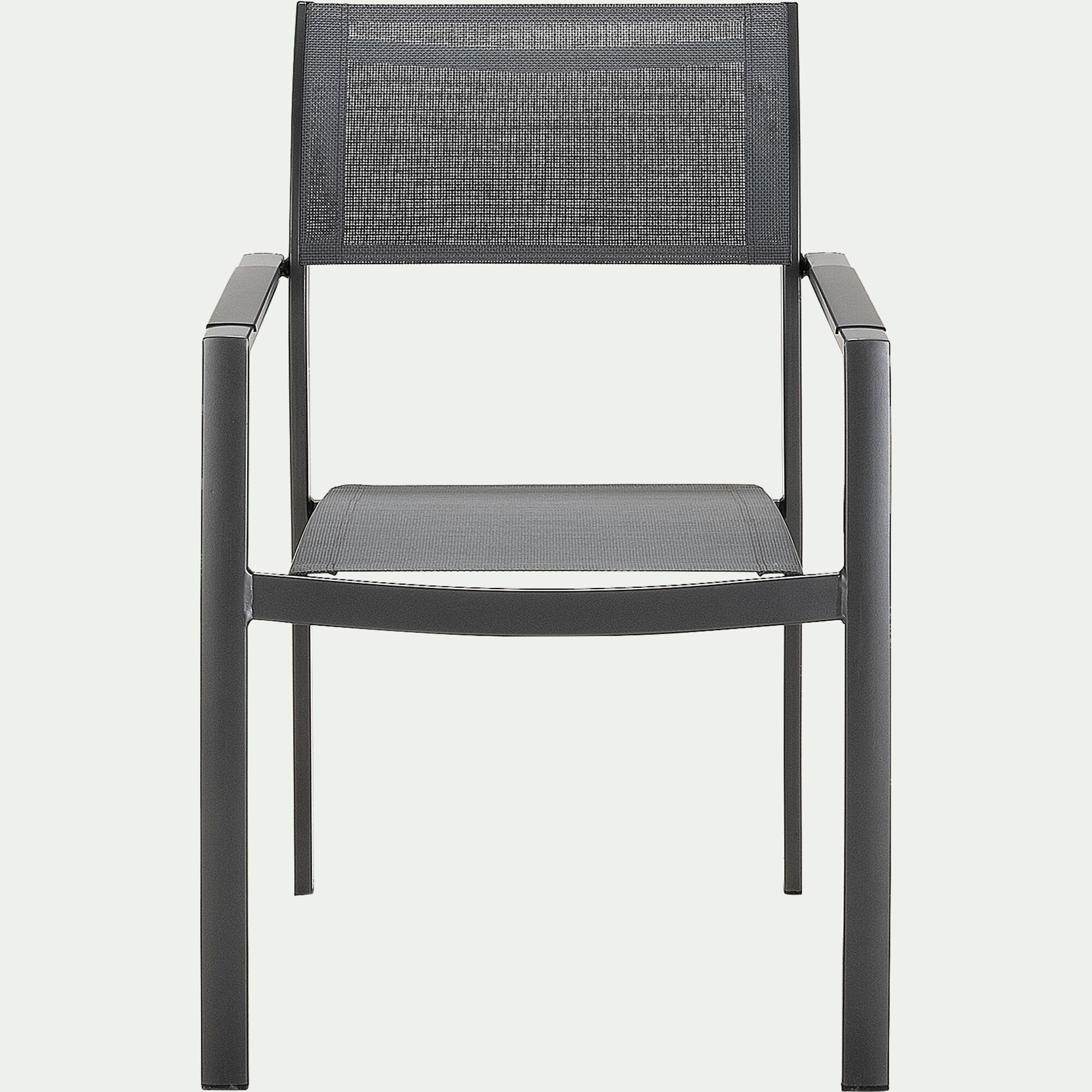 ADANA - Chaise de jardin avec accoudoirs en aluminium et textilène - gris