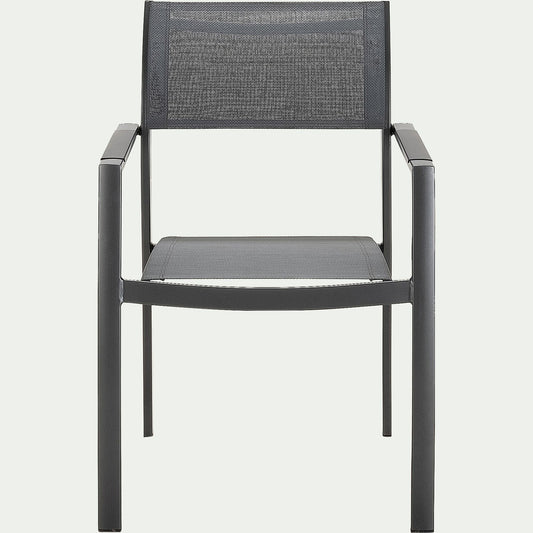 ADANA - Chaise de jardin avec accoudoirs en aluminium et textilène - gris