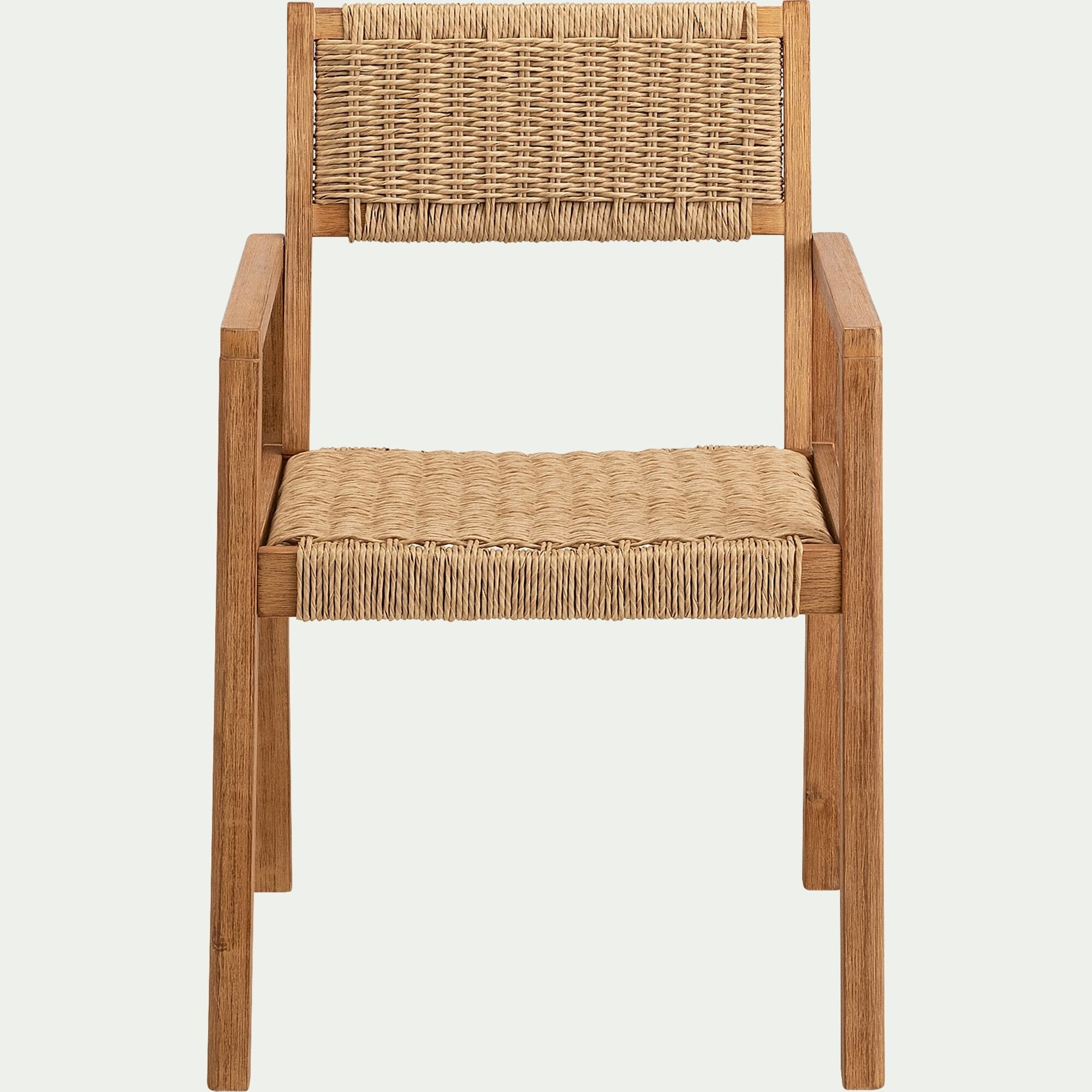 CHICOULA - Chaise de jardin avec accoudoirs en acacia - bois foncé
