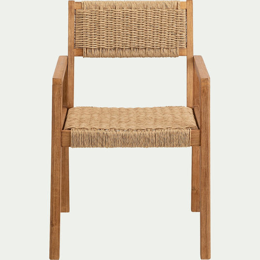 CHICOULA - Chaise de jardin avec accoudoirs en acacia - bois foncé