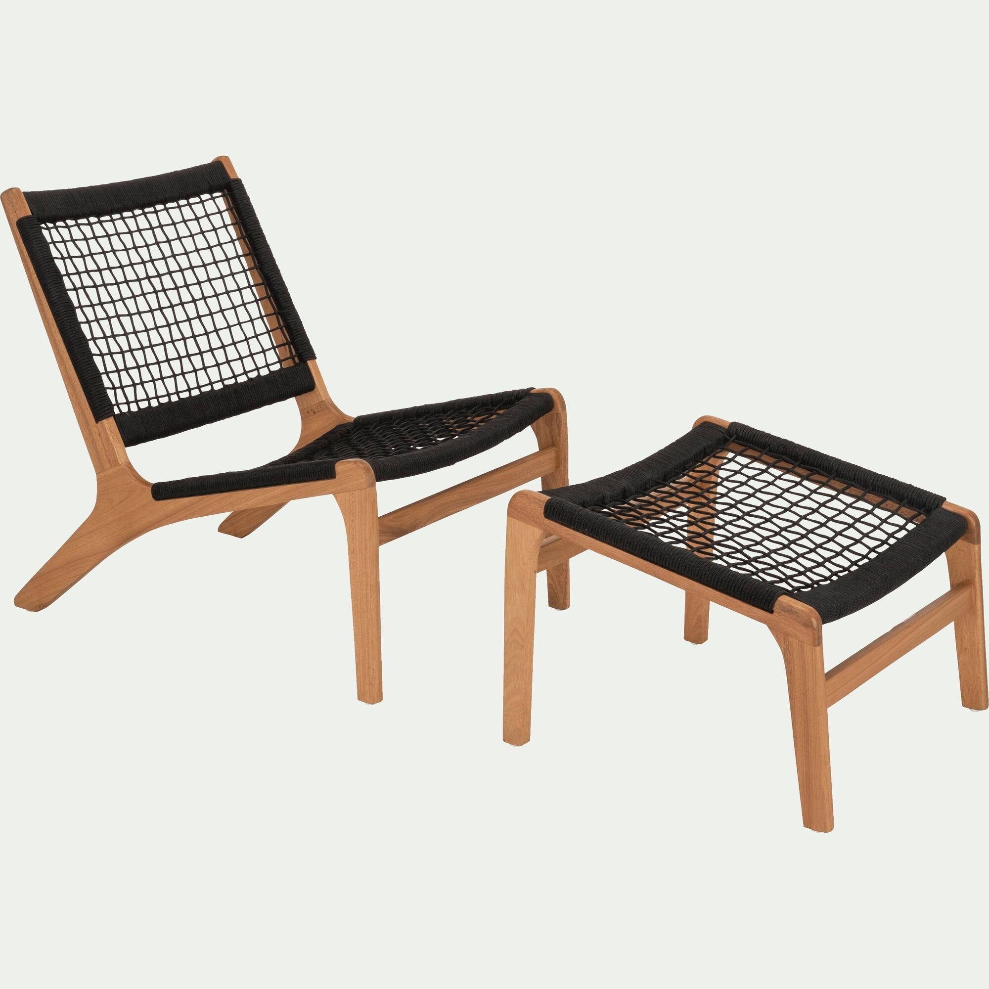 GAOU - Fauteuil et repose pied en eucalyptus - noir