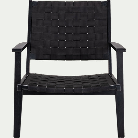 ZEPHYR - Fauteuil de jardin en bois d'eucalyptus et polyester - noir