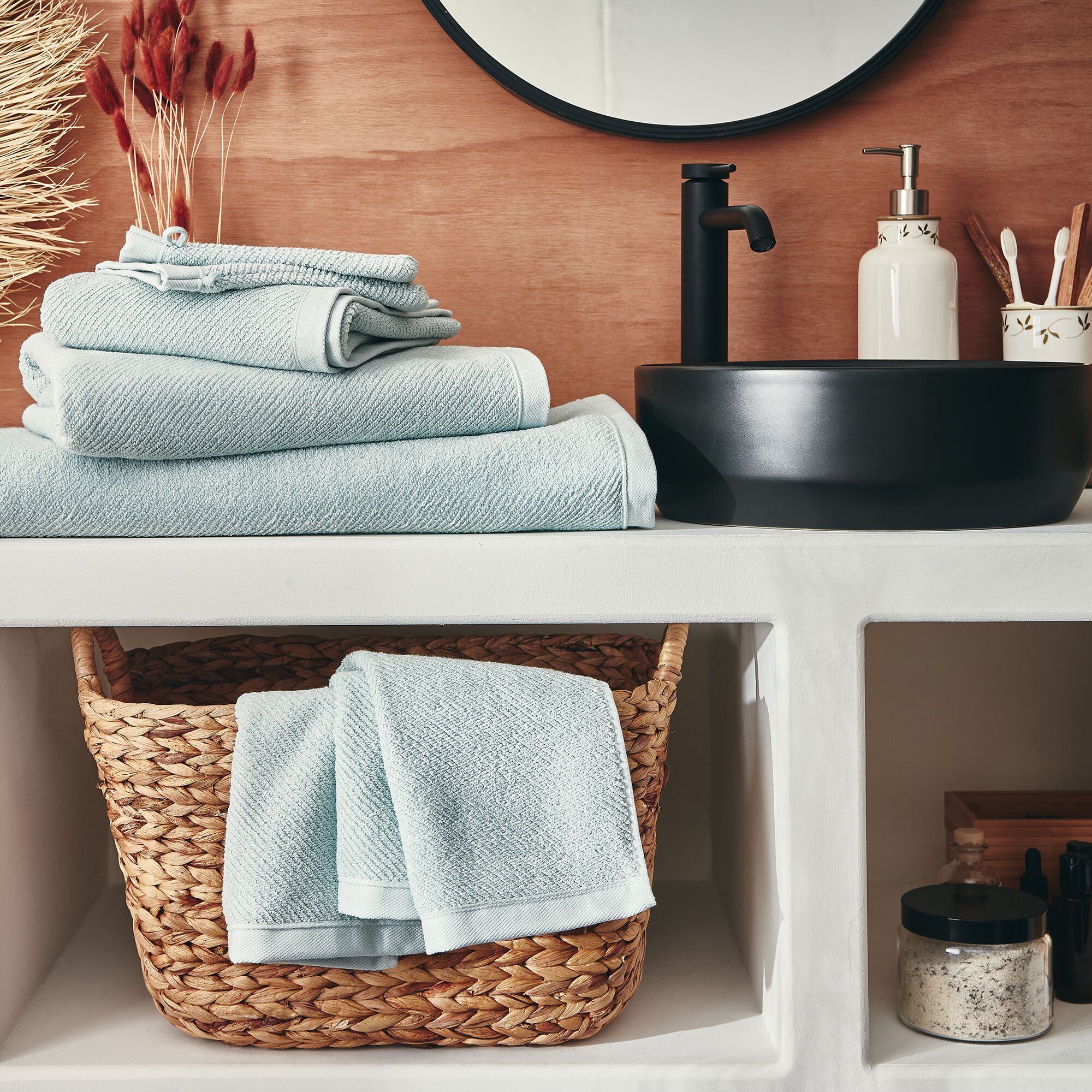 COLINE - Linge de toilette en bouclettes de coton bio - bleu