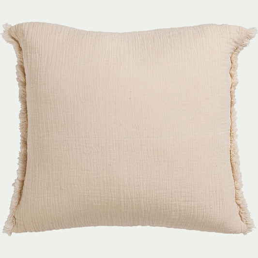 ANGELE - Coussin effet froissé en coton 45x45cm - beige