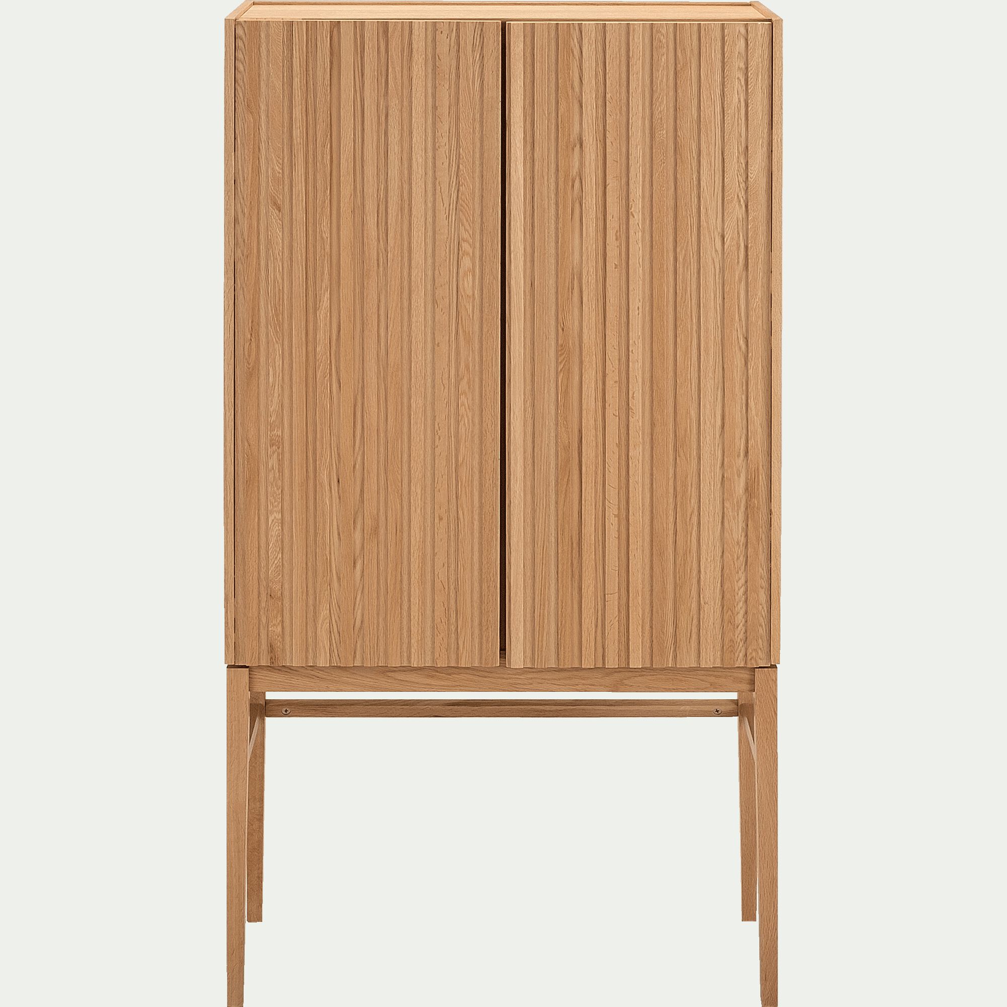 FEVE - Buffet haut plaqué chêne H155cm - bois clair