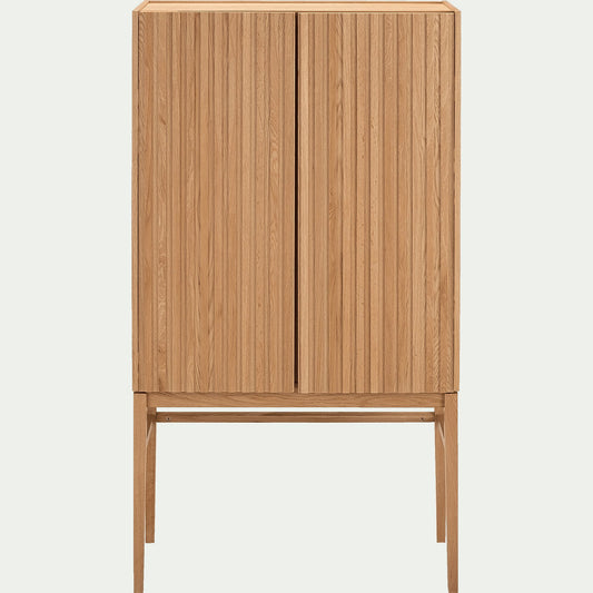 FEVE - Buffet haut plaqué chêne H155cm - bois clair
