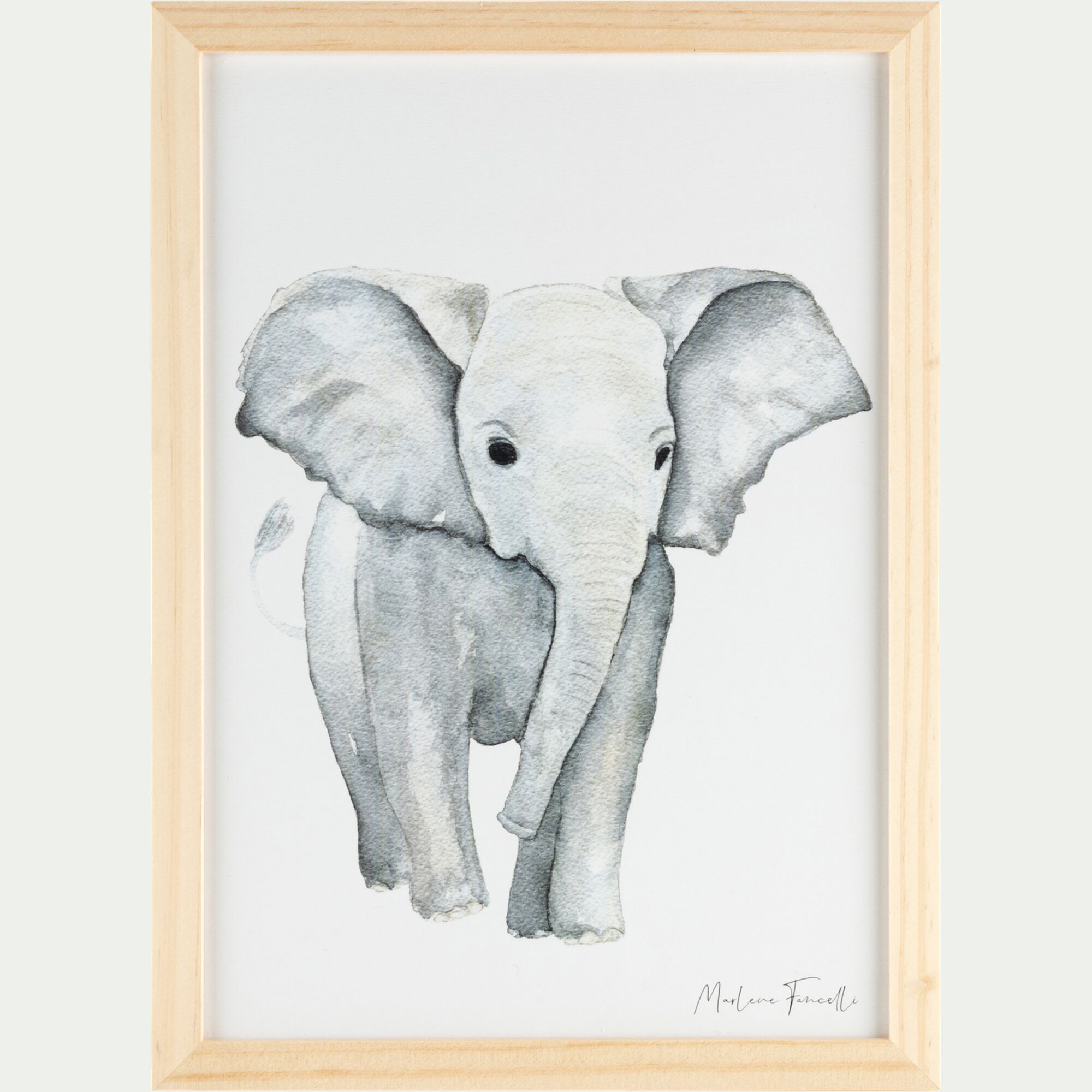 ELEPHANT - Image aquarelle encadrée Éléphant - A4