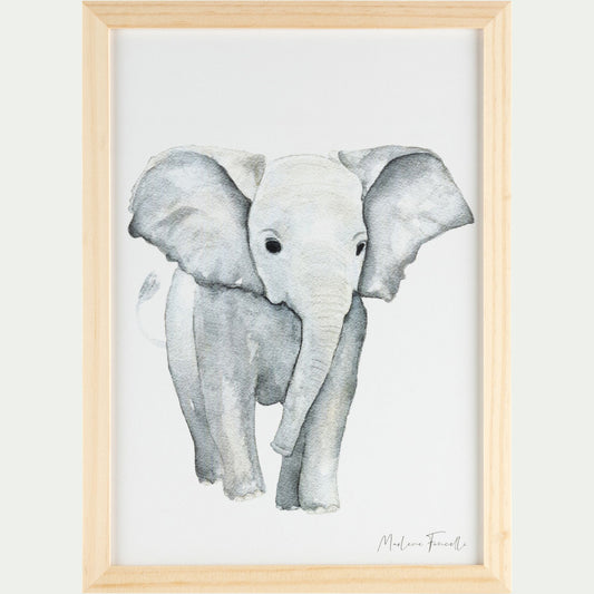ELEPHANT - Image aquarelle encadrée Éléphant - A4