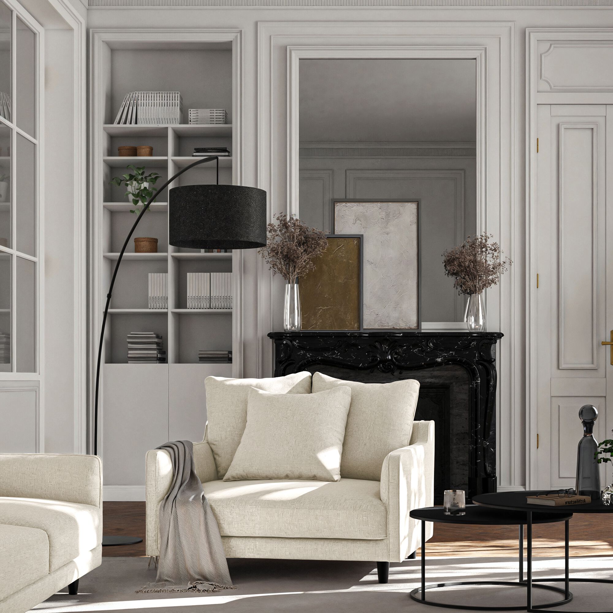LENITA - Grand fauteuil fixe en tissu genesis - blanc ventoux