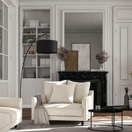 LENITA - Grand fauteuil fixe en tissu genesis - blanc ventoux