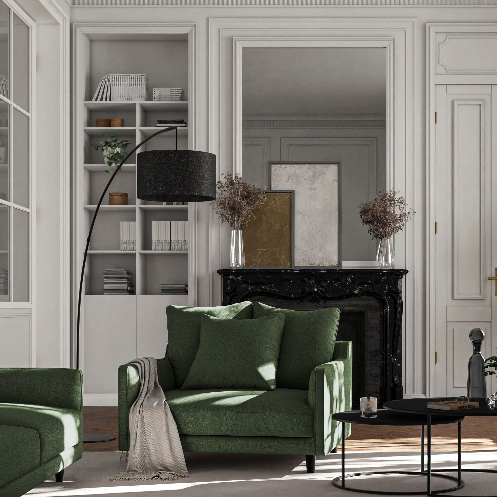 LENITA - Grand fauteuil fixe en tissu genesis - vert cèdre