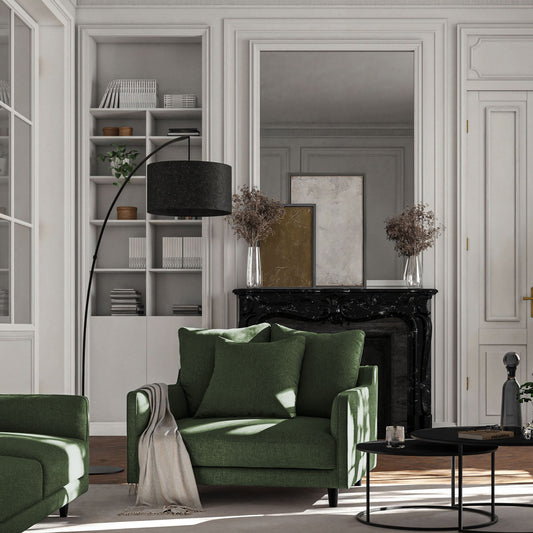 LENITA - Grand fauteuil fixe en tissu genesis - vert cèdre
