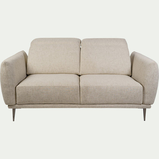 MARKO - Canapé 2 places fixe en tissu avec fonction avance-recul - beige roucas