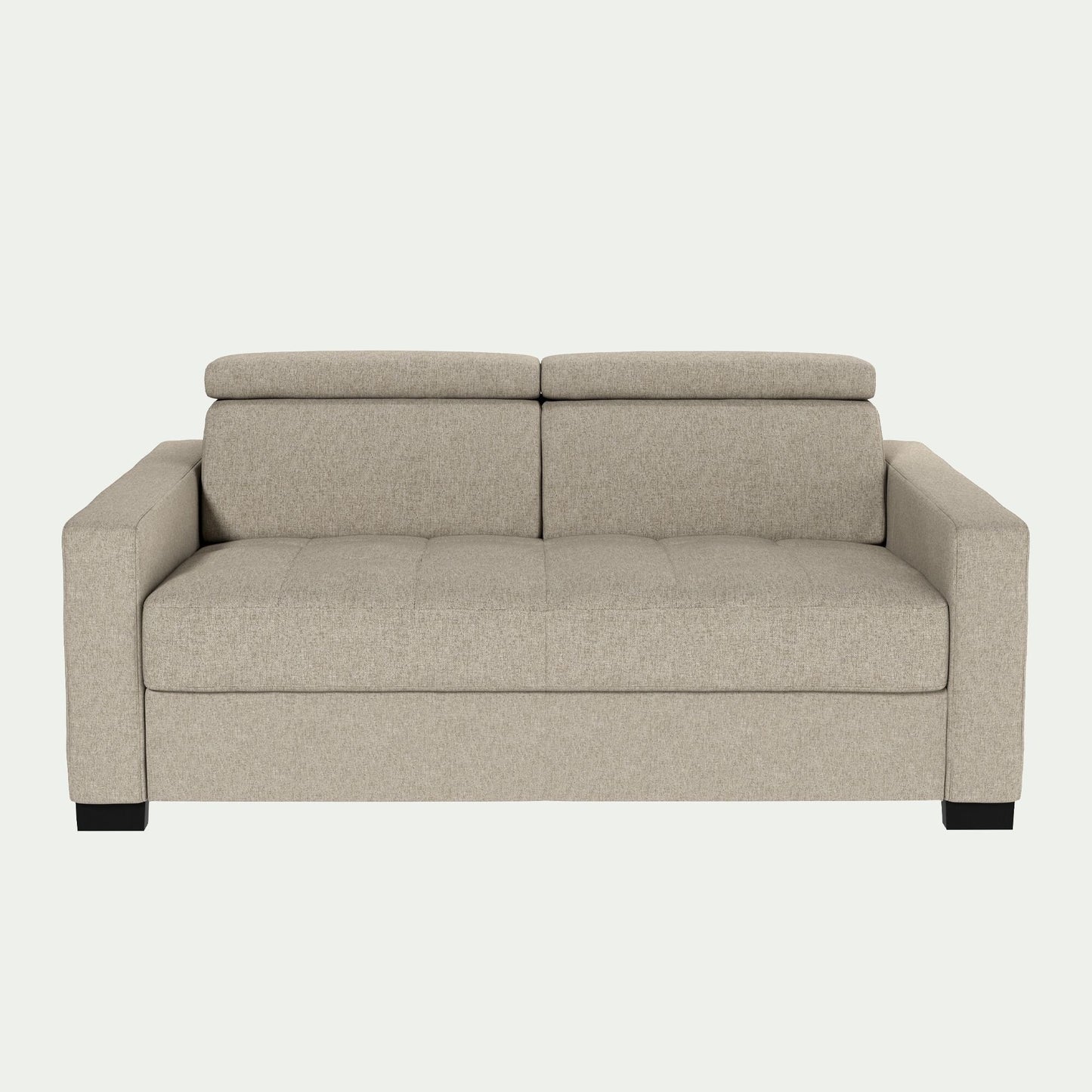 MAURO - Canapé 2 places fixe en tissu pop avec accoudoirs 15cm - beige