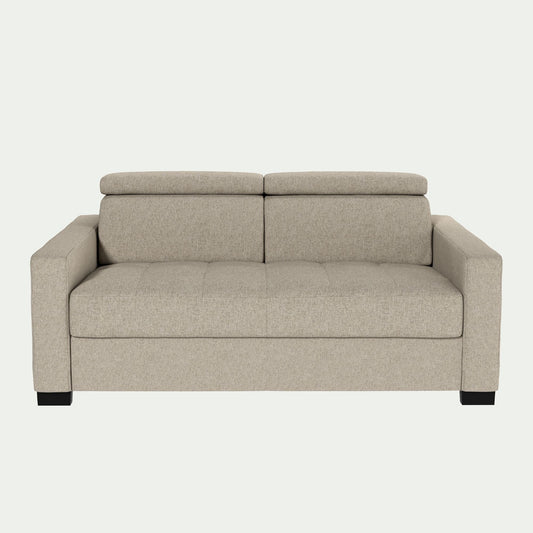 MAURO - Canapé 2 places fixe en tissu pop avec accoudoirs 15cm - beige