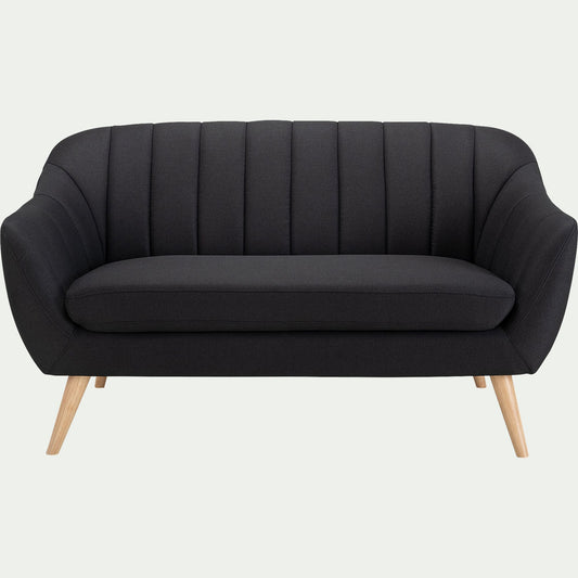 SHELL - Canapé 2 places fixe en tissu - gris anthracite