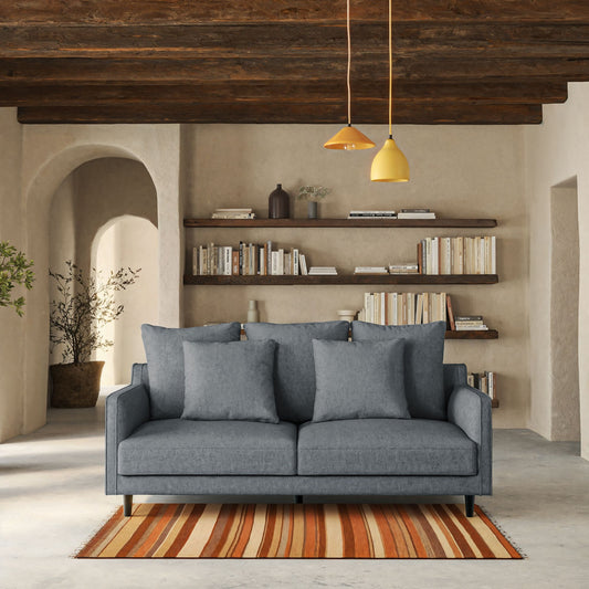 LENITA - Canapé 3 places convertible tissu mixte - gris ardoise