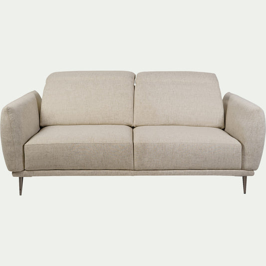 MARKO - Canapé 3 places fixe en tissu avec fonction avance-recul - beige roucas
