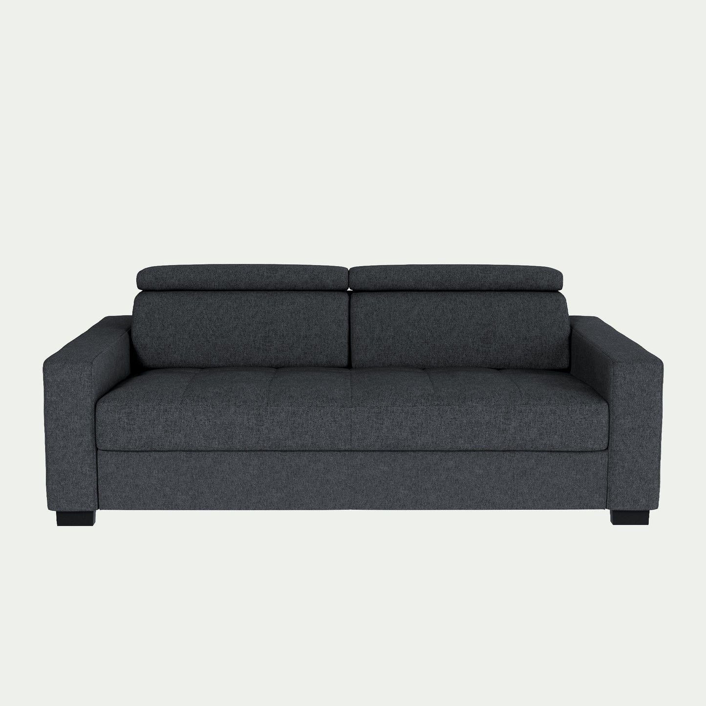 MAURO - Canapé 3 places convertible en tissu avec accoudoirs 20cm - gris anthracite