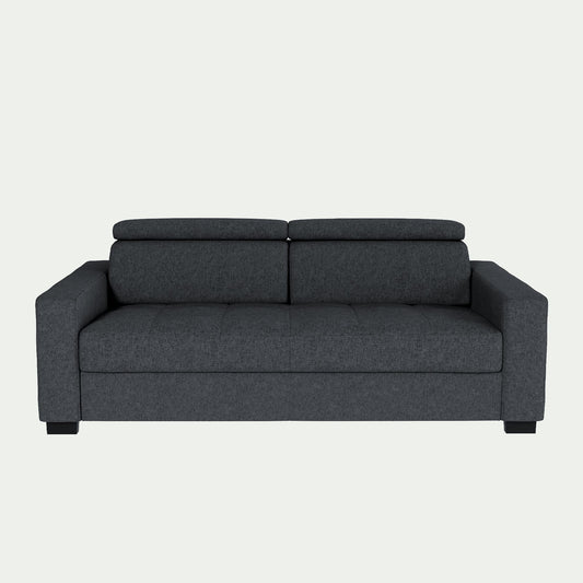 MAURO - Canapé 3 places convertible en tissu avec accoudoirs 20cm - gris anthracite