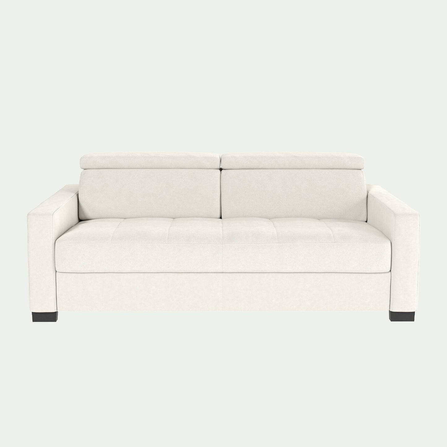 MAURO - Canapé 3 places convertible avec matelas Bultex en cuir avec accoudoirs 15cm - blanc