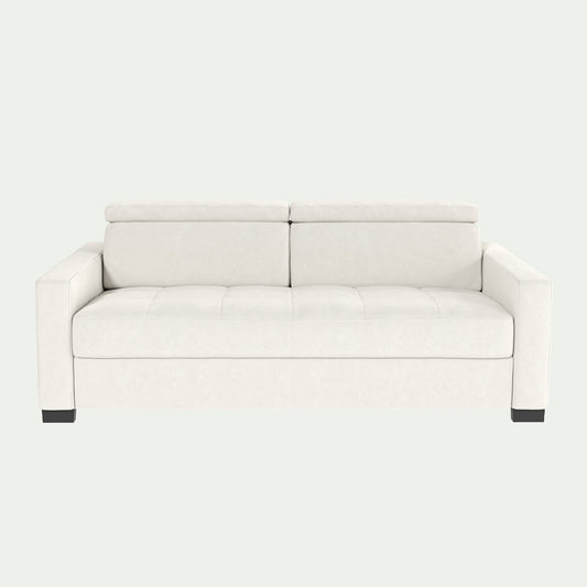 MAURO - Canapé 3 places convertible avec matelas Bultex en cuir avec accoudoirs 15cm - blanc