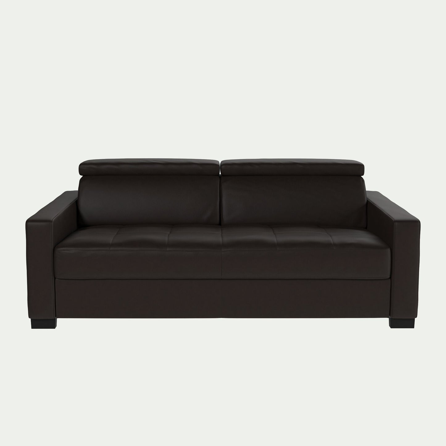 MAURO - Canapé 3 places fixe en cuir avec accoudoirs 15cm - marron