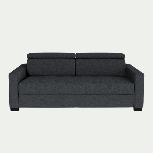 MAURO - Canapé 3 places fixe en tissu pop avec accoudoirs 15cm - gris anthracite