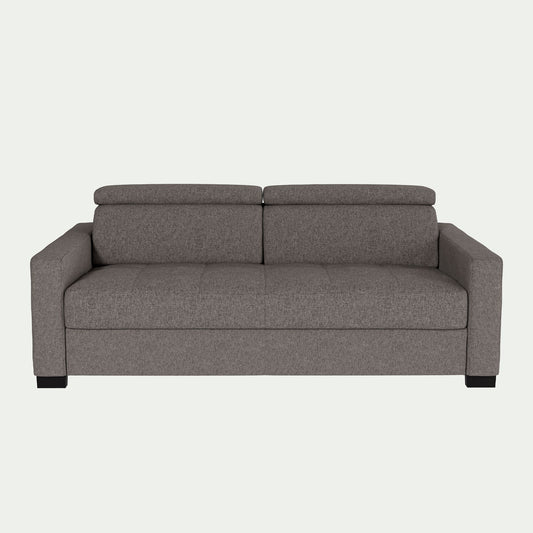 MAURO - Canapé 3 places fixe en tissu pop avec accoudoirs 15cm - taupe