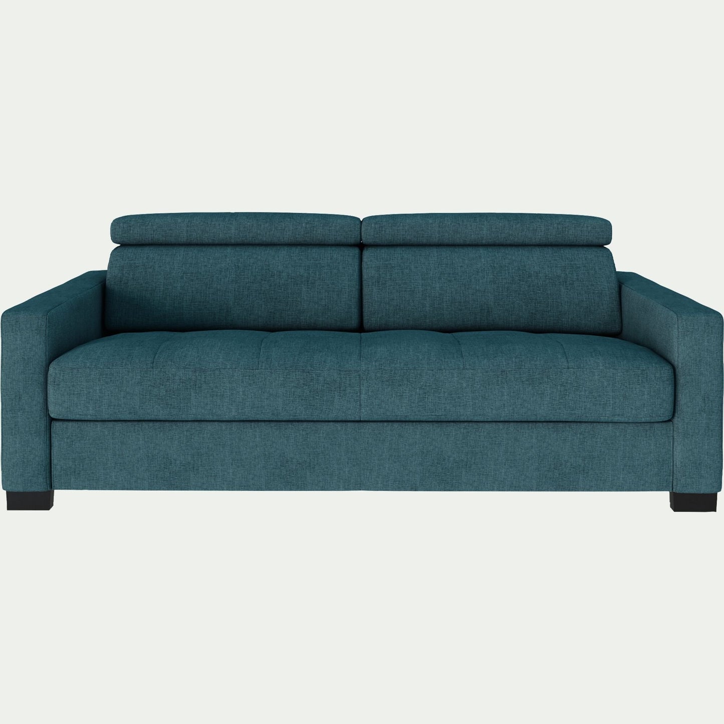 MAURO - Canapé 3 places convertible matelas Bultex en tissu monclar avec accoudoirs 15cm - bleu niolon