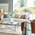 COLINE - Canapé 4 places convertible en tissu tramé piétement noir - beige roucas