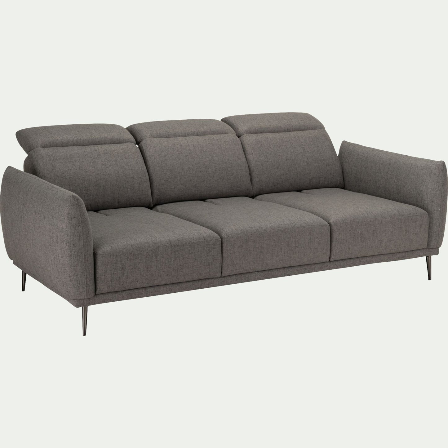 MARKO - Canapé 4 places fixe en tissu avec fonction avance-recul - gris restanque