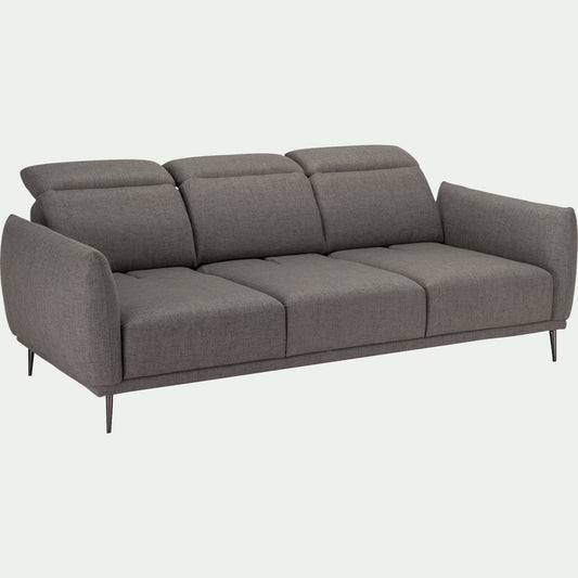 MARKO - Canapé 4 places fixe en tissu avec fonction avance-recul - gris restanque