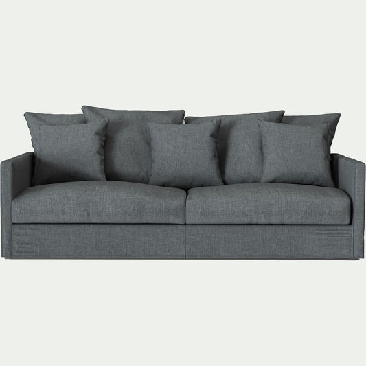 SIMONA - Canapé 4 places convertible avec matelas Bultex en lin et viscose - gris ardoise